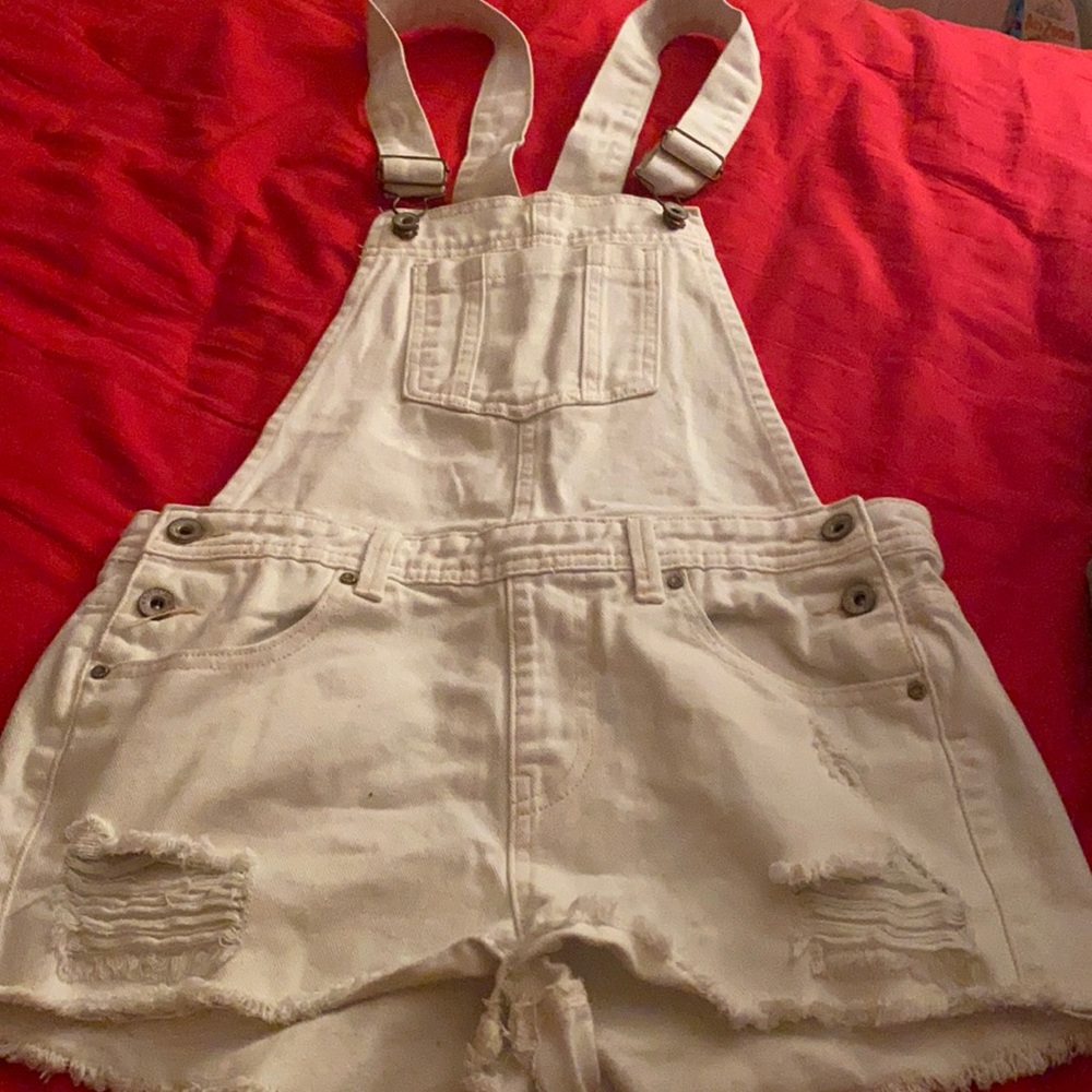 White Forever21 over alls, jean material, Size M
